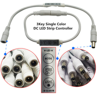 Bande lumineuse LED flexible Esann DC5-24V MINI, monocolore, avec variateur LED à 3 boutons pour bande LED monocolore