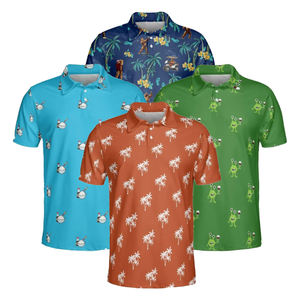 Polos deportivos de secado rápido para deportes de fitness que absorben la humedad 91 poliéster 9 Spandex con cuello soportado ropa de Golf para hombre - Product Image 1