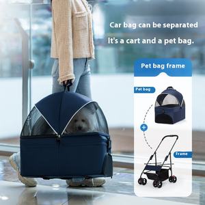 Carrinho De Cachorro De Gato De Luxo Carrinhos De Viagem 4 Rodas Portátil Dobrável Carrinho De Estimação Carrinho De Cão De Estimação - Product Image 5