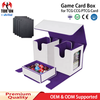Torson 200+ Boîte de rangement pour cartes de jeu de société en cuir PU à coins carrés, double face, avec fenêtre, personnalisable avec dorure à chaud, pour cartes à collectionner TCG GGC