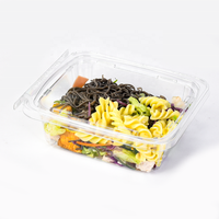 Contenants personnalisés en PET recyclé de 24 oz et 32 oz, à clapet, anti-effraction, en plastique transparent, avec charnière, pour salades, fruits, et autres aliments, étanches
