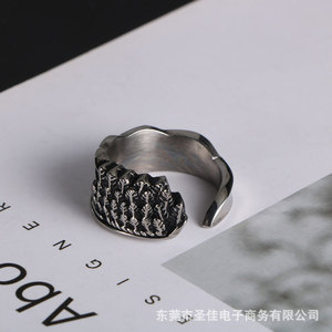 Bague aile d'ange de style européen et américain, en acier titane, fleurs en forme de U, bijoux unisexes, cadeau SA793 - Product Image 3