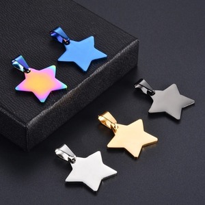 Disque d'identification en acier inoxydable en forme d'étoile 24x25mm |   Pendentif Breloque Gravable Vierge 5 Couleurs |   Accessoires de bijouterie en gros - Product Image 1