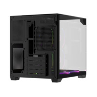 Boîtier de jeu PC Micro ATX de style Mid Tower avec design en verre trempé sur trois côtés, vue complète et port USB 3.0