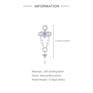 Canner White Gold Single S925 Sterling <b>Silver</b> Natural Moonstone Tassel Inlaid Diamond Classic Accessory <b>Chain</b> - Product Image 6