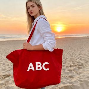 Sac fourre-tout en toile imprimé de logo personnalisé grand sac à provisions en toile de coton lavable fourre-tout de voyage promotionnel Style Designer Durable - Product Image 1