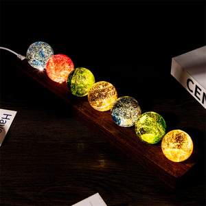 Bola de cristal 3D con alimentación USB, luz nocturna con Base de madera LED de color cálido, <span class=keywords><strong>planetas</strong></span>, lámparas de bola 3D, astronomía, espacio, regalos de cumpleaños - Product Image 2