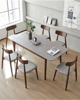 Ensemble de table à manger rectangulaire moderne nordique pierre frittée en bois de frêne massif extensible pour petits meubles de salon à la maison