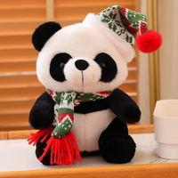 Adorable Peluche de Panda con Gorro Rojo, Relleno de Algodón Suave, Hermoso Adorno y Regalo Ideal para Navidad