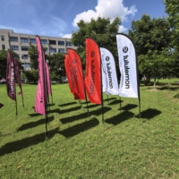 Publicité extérieure Accessoires pour événements sportifs Drapeaux volants colorés Kits avec base de support Couteau à plumes Drapeau