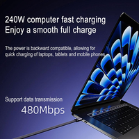 Cable de Carga Rápida 2 en 1 con Soporte Plegable para Teléfono de 240W, Cable USB-C para iPhone 15-17, Huawei, Xiaomi, Honor, Carga Mientras Usas el Teléfono