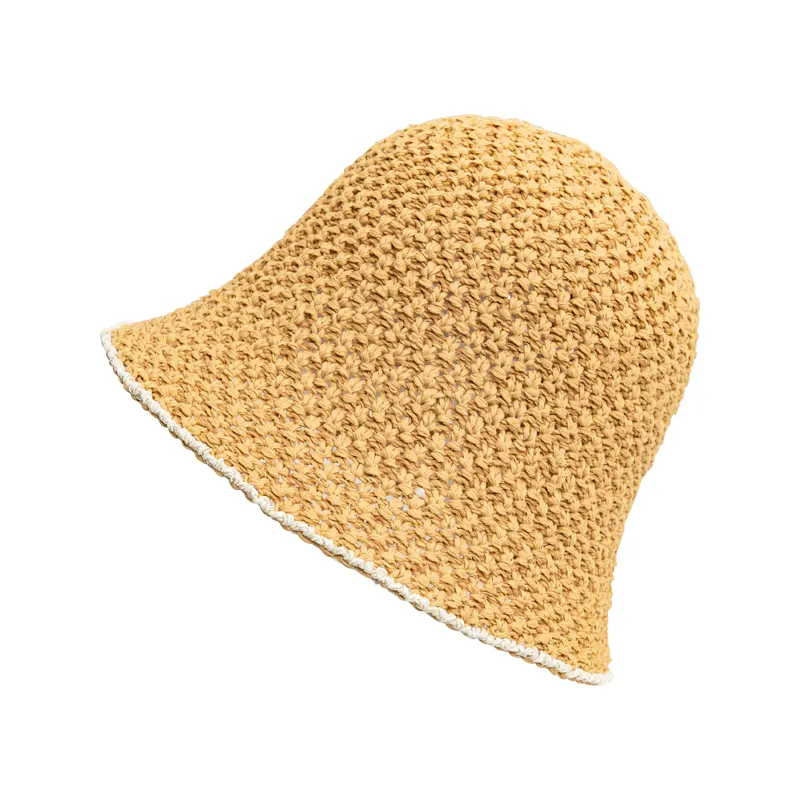 WOMEN Fresh Style Long Plain Beach Shade Sun Protection Set with Small Brim Straw Fisherman Hat