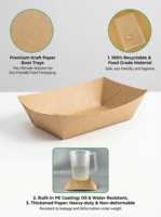 Barquettes alimentaires plates en papier enduit, écologiques, jetables, portables, imperméables, résistantes à la graisse, utilisables au micro-ondes, taille personnalisée