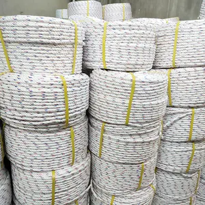 Atacado alta qualidade 3 fios pp colorido 100% polipropileno material plástico embalagem rede de pesca corda