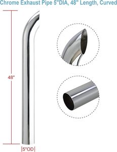 Terminale di scarico cromato Hoosier BS-HO0572CH per camion, diametro 5 pollici, lunghezza 72 pollici - Product Image 2