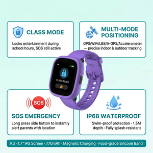 LAGENIO Reloj Inteligente para Niños con Tarjeta SIM 4G, GPS, LBS, WIFI, Botón SOS, Videollamada, IP68, Cuadrado, para Niños y Niñas - Product Image 2