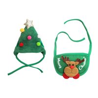 Topi Natal Hewan Peliharaan Terlaris Lintas Negara - Bib Anjing Bergaya Kartun Bahan Poliester OEM/ODM Dapat Disesuaikan Perlengkapan Musim Dingin Stok Tersedia