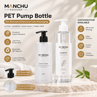 Flacon pompe cosmétique en PET épaissi 300ml 500ml, option transparente ou givrée, flacon vide avec pompe PP pour emballage de shampoing