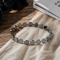 Bracelet en hématite fait main pour homme, perles octogonales, tissé géométrique, mode porte-bonheur, vente en gros