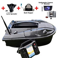 Caméra sous-marine avec moniteur 7 pouces, bateau à appâts pour la pêche à la carpe, sonar, détecteur de poissons, GPS, coque en ABS, drone de pêche RC, bateau à appâts, deux batteries 15,6 Ah