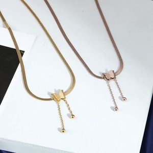 Collier Papillon Exquis en Acier Inoxydable pour Femme, Pendentif Tendance, Chaîne Serpent Dorée, Bijou de Tempérament - Product Image 3