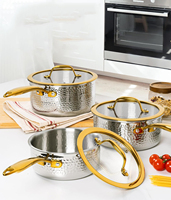 Batterie de cuisine moderne de luxe 6 pièces en acier inoxydable triplement en granit Casseroles à induction écologiques Casseroles Casseroles à gaz
