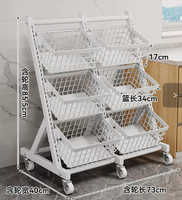 Étagère de cuisine, chariot domestique multi-niveaux, panier de rangement en acier de style nordique pour fruits et légumes, étagère à snacks pour salon