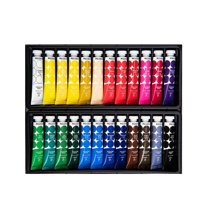 MEEDEN Ensemble de peintures à la gouache non toxiques de qualité professionnelle 24 couleurs 12ml