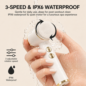Brosse nettoyante pour le visage imperméable IPX6, exfoliante, massante, nettoyant facial en silicone, brosse nettoyante électrique pour le visage avec 6 têtes - Product Image 3
