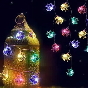 Мусульманский праздничный домашний декор Ид Мубарак гирлянда Рамадан Карим светодиодные сказочные огни Луна Звезда Светодиодная лампа Рамадан украшение