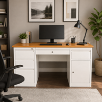 Bureau Moderne de Luxe Blanc, Simplicité et Élégance, en Acier Réglable, Écologique et Durable, Montage Facile, Tiroirs de Rangement, Idéal pour Bureau, École et Chambre