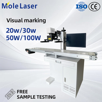 Machine de marquage laser à fibre optique CCD avec convoyeur pour gravure automatique de pièces métalliques 20W 30W 50W 100W