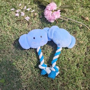 ของเล่นเชือกกัดรูปช้างและหมูสำหรับสุนัข สีฟ้าและชมพู พร้อมหูจับเชือก ของเล่นสำหรับสัตว์เลี้ยงช่วยบรรเทาอาการปวดฟันและคลายเครียด - Product Image 3