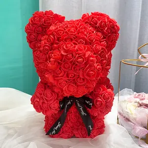 Luxury Red Rose Teddy Bear 25cm With White Heart Beautiful Heart Rose Bear For Valentines Day Anniversary Gift