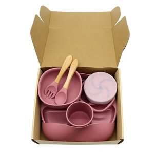 Ensemble de vaisselle écologique pour enfants, anti-chute, en silicone de qualité alimentaire, <span class=keywords><strong>assiette</strong></span> bébé avec <span class=keywords><strong>ventouse</strong></span>, bavoir et fourchette – Vente chaude transfrontalière - Product Image 3