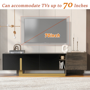 VIBE HAUS 66.7'' Mid-Century Living Room TV Stand for TVs up to 59 Inches with Metal Legs 1 <b>Drawer</b> 2 Cabinets - Product Image 5
