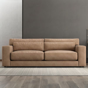 Canapé deux places en cuir véritable Bergen Premium, luxe européen, confort moderne, mobilier de salon haut de gamme, design d'atelier - Product Image 1