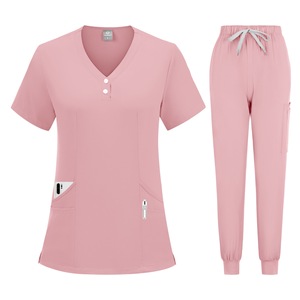 Women <b>Scrub</b> Suit Set Moisture Wicking V Neck Short Sleeve Split Uniform Hospital Work <b>Clothes</b> For Medical Spa Beauty Use - Product Image 3
