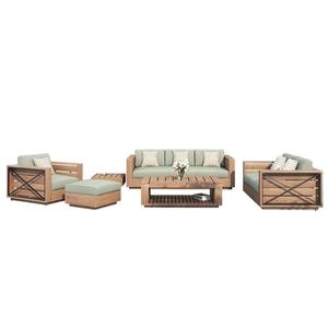 Canapé d'extérieur en forme de L, structure en teck, résistant aux intempéries, ensemble de jardin, design nordique moderne, mobilier de balcon pour villa - Product Image 3