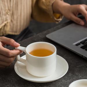 Taza de café con leche de cerámica con logotipo personalizado, taza de café de porcelana blanca mate, taza de café expreso de estilo Ins de pequeña capacidad para café y hogar - Product Image 1