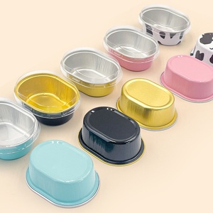 Wholesale Aluminum Foil Oval Cupcake Baking <strong>Cups</strong> with Lids,Ellipse Cupcake Foil Liners <strong>Mini</strong> Cake Containers for Flan Pudding - Product Image 2