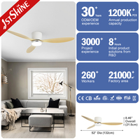 Ventilateur de plafond professionnel 1stshine à 3 pales, nouveau, avec lumière, télécommande via application mobile, style contemporain et intensité réglable