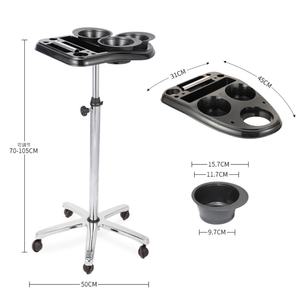 Wholesale Hairdressing Organizing Tray Movable Folding Black Stainless Steel Beauty Salon <b>Hair</b> Extension Tray <b>Trolley</b> - Product Image 3