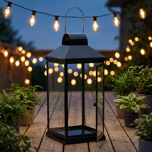 Wholesale Black Nickel Metal Candle Holder Lantern for Home and <b>Garden</b> Lighting Decoration - Product Image 1