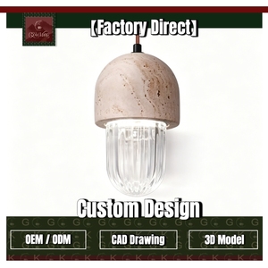 GOLDKING Plafonnier d'angle <span class=keywords><strong>beige</strong></span> en <span class=keywords><strong>travertin</strong></span> pour chambre et salon, avec verre côtelé transparent et cordon marron <span class=keywords><strong>clair</strong></span>, OEM ODM, directement de l'usine - Product Image 1