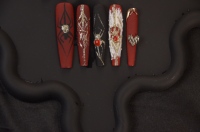 Toile d'araignée 3D Designs Long Coffin Matte Nails pour Halloween Noir ABS French Style Press-on Nails