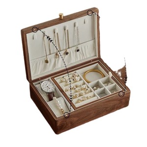 Black Walnut Wood Jewelry <b>Box</b> 25x18x8.8cm With Lids For Necklaces Watches Storage Rectangle Solid Wood Design - Product Image 5