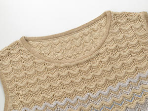 Abiti lunghi alla moda da donna con colletto rotondo lavorato a <span class=keywords><strong>maglia</strong></span> 2024 <span class=keywords><strong>blu</strong></span> estivo senza maniche per le vacanze - Product Image 3