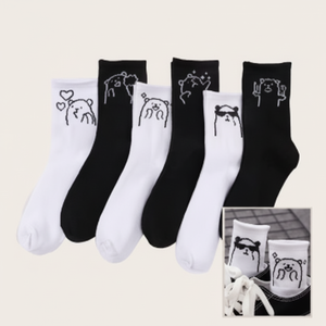 Sweety Character Calcetines a media pantorrilla Conjunto de 6 piezas Calcetines tobilleros de las cuatro estaciones para estudiantes - Product Image 1