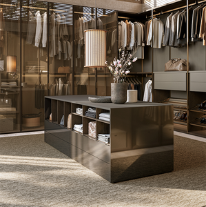 Armoire compte-gouttes murale moderne et ouverte Armoire penderie meubles de chambre à coucher Systèmes de placard Organisateur Armoire à portes coulissantes en verre - Product Image 2